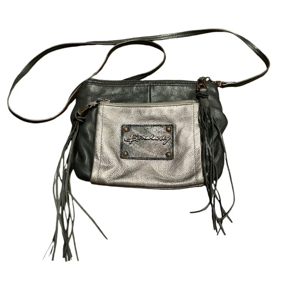 B. Makowsky Leather Convertible Black Silver Bag Detachable Strap P 10 - Picture 1 of 7